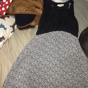 Black and white lacy chevron dress